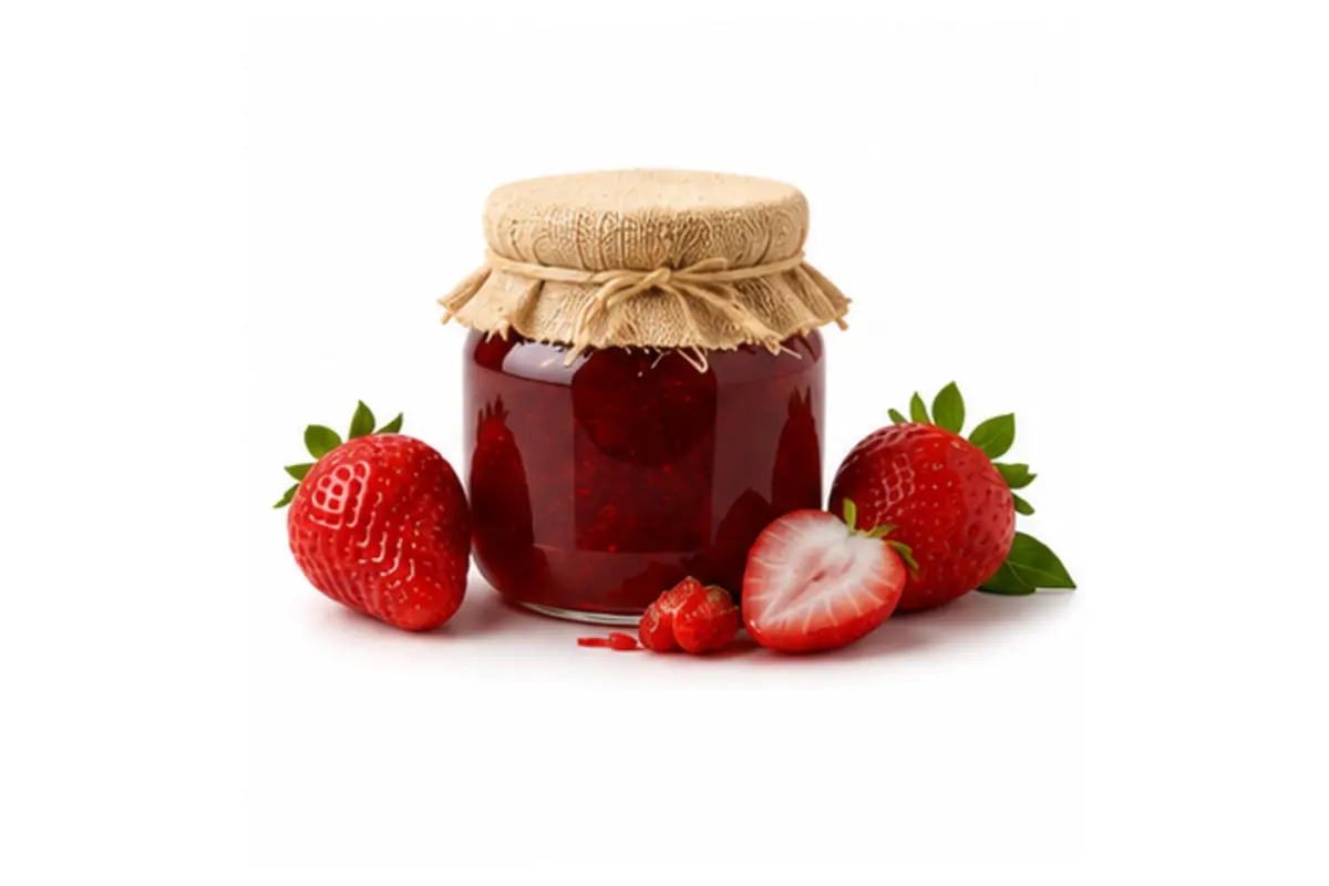 Strawberry jam with fresh strawberries