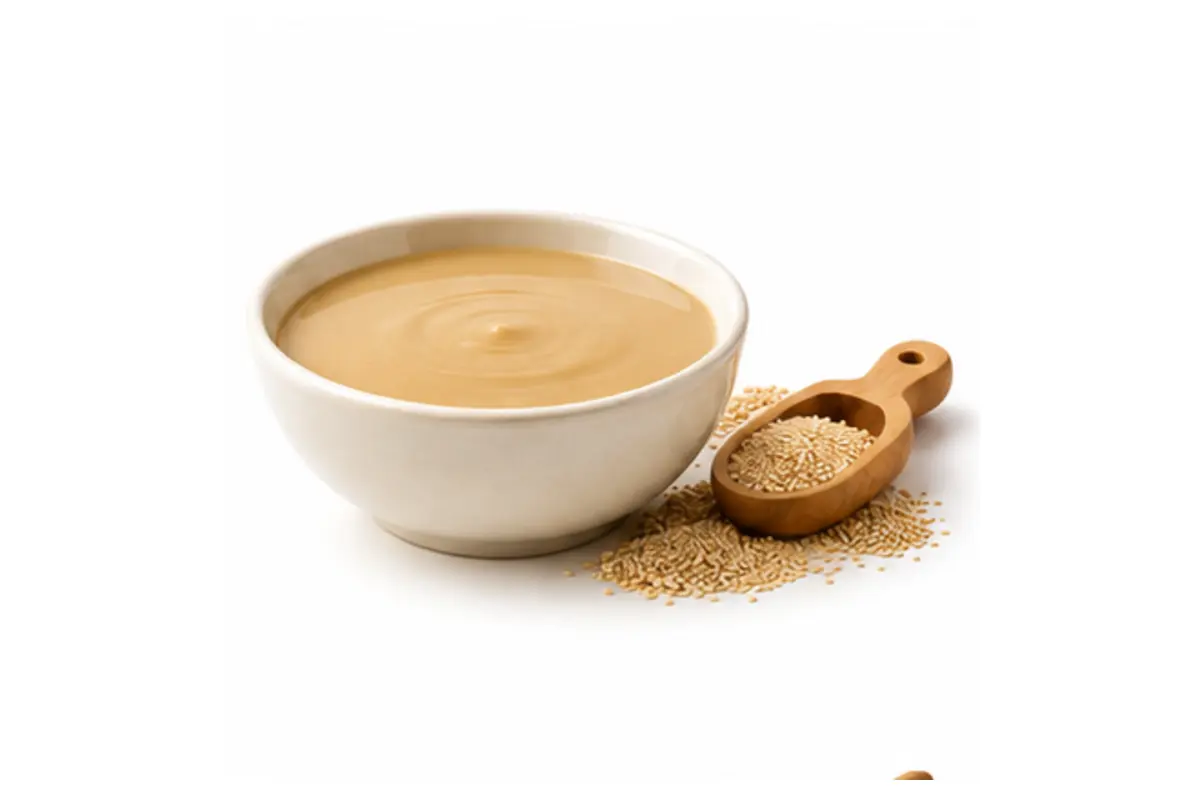 Tahini in a bowl with sesame