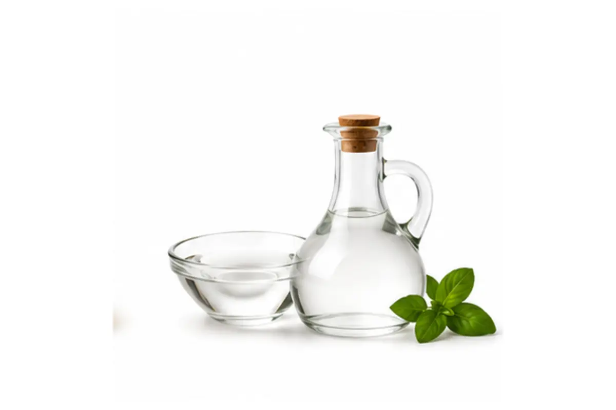Clear vinegar in a glass bottle
